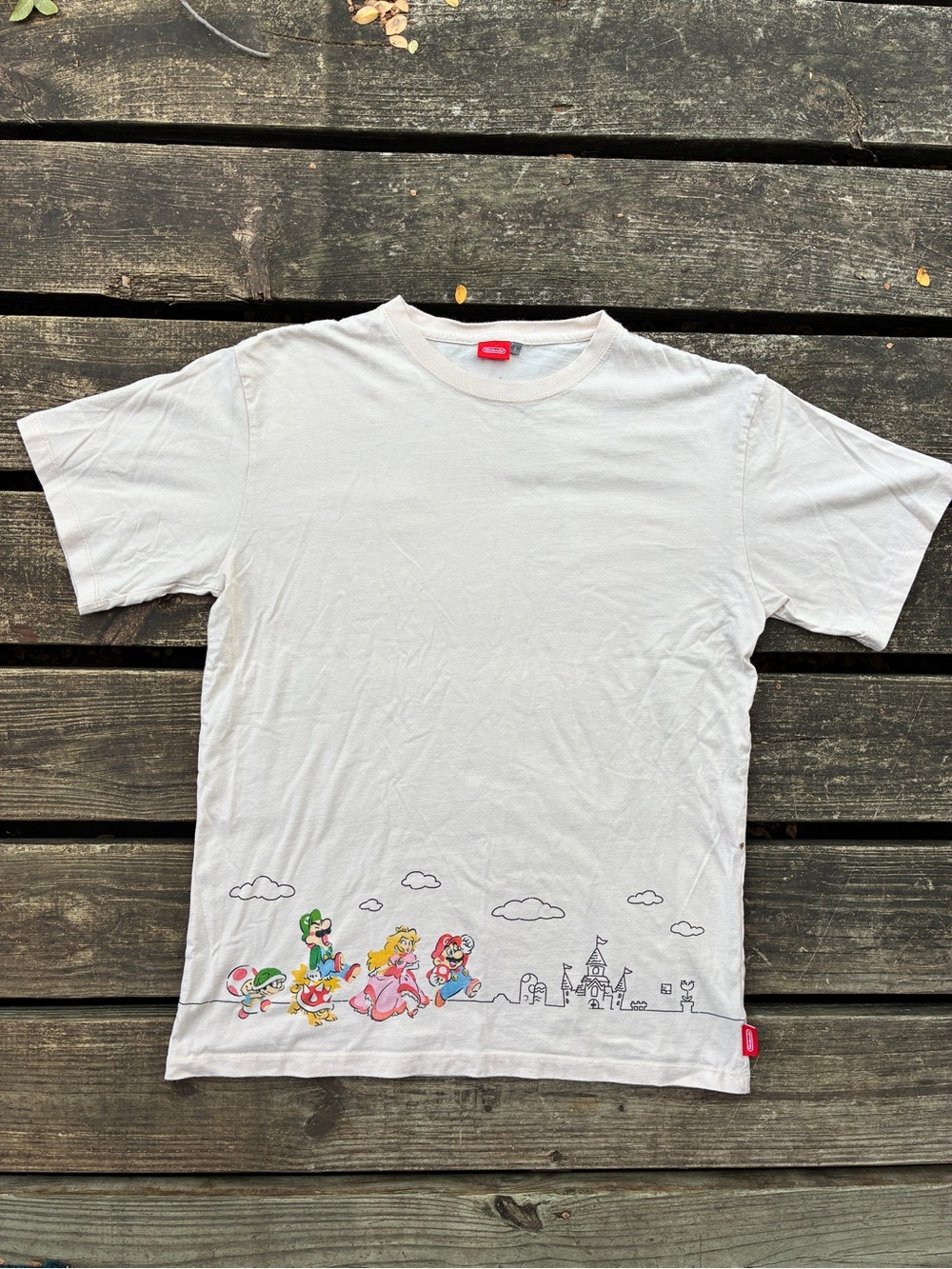 Nintendo Super Mario Bros Graphic T Shirt Luigi Peach Yoshi White Size L